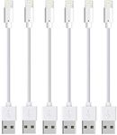 Short Replacement iPhone Charger Cable [6 Pack 8 INCHES] Boost Certified Charging Cable Fast Charger Data Cord for Phone X 8 7 6S 6 Plus SE 5 Case Pad 2 3 4 Mini, Pad Pro Air, Pod Nano Touch(White)