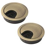 2Pcs 80mm Desk Cable Grommets, Computer Desk Metal Cable Hole, Round Cable Hole Cover for Desktop Cable Organizer(Bronze)