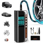 ASPERX AX160 Tire Inflator Portable Air Compressor, 160PSI Cordless Air Pump for Car Tires, 2X Faster Air inflator with Pressure Detection, Portable Tire Pump with LED Light for Car Bike Motor Ball