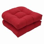 Pillow Perfect Monti Chino Solid Indoor/Outdoor Wicker Patio Seat Cushion Reversible, Weather and Fade Resistant, Round Corner - 19" x 19", Red, 2 Count