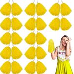 Lovecheer 24PCS Cheerleading Pom Poms Yellow Plastic Cheerleader Pom Poms with Handle Cheering for Sports Spirited Dance Party Performance