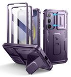 Dexnor for Samsung Galaxy S24 Plus Case with Built-in Slide Camera Cover & Screen Protector & Kickstand, Heavy-Duty Shockproof Rugged Case Full-Body Bumper Protective Cover for S24 Plus - Purple