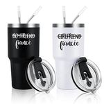 Gtmileo Engagement Gifts for Couples, Boyfriend and Girlfriend Stainless Steel Insulated Travel Tumbler Set, Engaged Anniversary Fiance Gifts for Couple Him Her Women Men Friends(30oz, Black&White)