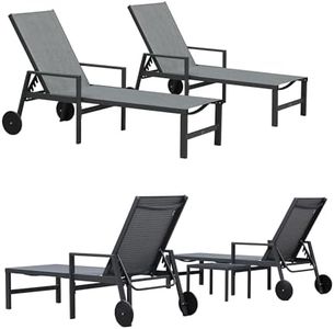 PURPLE LEAF Outdoor Chaise Lounge 4 Pieces Aluminum Recliner Chair with Wheels and Armrests Loungers for Pool Backyard Deck Mixed Grey Patio Lounge Chair