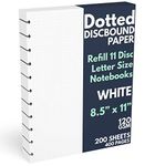 Discbound Letter Size Extra Thick Dot Grid Paper Refill, 200 Sheets (400 Pages), 8.5 in. x 11 in., 120 GSM, 11 Disc Notebooks