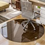 46" x 46" Glass Chair Mat, Round Tempered Glass Floor Mat for Office Chair on Carpet, Office Chair Mat for Hardwood Floor, Hard Floor Chair Mats for Office and Home, Gray