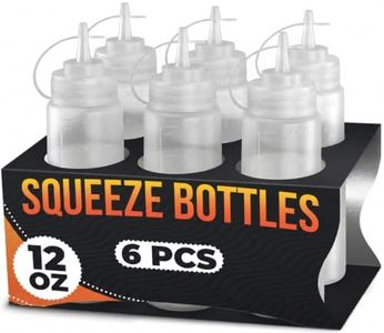 6-Pack Plastic Condiment Squeeze Bottles 12oz – Refillable Squirt Bottles with Narrow Tip, Leak-Resistant | Great for Oil, Sauces, Ketchup, Mayonnaise, Syrup, Dressing, BBQ Stations & Catering Use