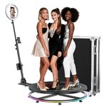 MWE 360 Photo Booth Machine for Parties with Flight Case,RGB Strip Light,Software APP Remote Automatic 360 Spin Camera Video Booth 68cm for 2-3 People (26.8'')
