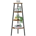 Cyclysio Corner Bookcase, 4 Tier Corner Ladder Shelf Corner Stand Bookcase, 51 Inch Wood Display Shelf Plant Shelf for Living Room, Home Office, Balcony, Kitchen, Rustic Brown