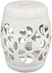 Sunnydaze Knotted Quatrefoil Ceramic Garden Stool Side Table - Indoor or Outdoor - 18-Inch H - White Glazed Finish