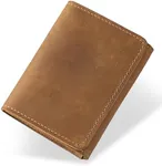 LnxLtw Vintage Leather Business Card Case & Card-Cash Holder for Men&Women – Snap Closure Slim Wallet for 20+ Business Cards + 5 Card Slots + Cash/Coin Pocket, Gift Box Ready