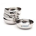 coconut Stainless Steel H3 Hammered Halwa Plate/Serving Plates/Snacks Plate - Small - Pack of 6 (Diameter - 10Cm)