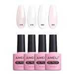 AIMEILI Sheer Pink Nude Pink White Gel Nail Polish Soak Off U V LED French Manicure DIY Salon Home Gift for Women Girls Kit Set Of 4pcs X 10ml - Kit Set 26