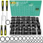 XBVV 32 Size SAE O Ring Assortment Kit,1086 PCS Standard Nitrile Rubber Seal O Ring Set with 4 Pick & Hook for Automotive Hydraulic Faucet Plumbing Sealing Repair ID:1/8-2 INCH