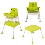 BUMTUM 4 in 1 Convertible Baby High Chair with 3 Point Safety Belts, High Chair, Low Chair, Booster Chair and Table for Baby, Removable & Washable Food Tray 6 Months+ (Green)