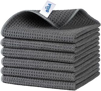 MR.SIGA Waffle Pattern Cleaning Cloths, Reusable Absorbent Microfiber Cleaning Cloths, Lint Free Microfiber Kitchen Towels, 6 Pack, Gray, 12.6 x 12.6 inch