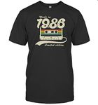 kika Limited Edition Made in 1986 Birthday FOL Unisex Shirts for Men Women 1986 Classic Birthday Gifts T-Shirt (Black;S)