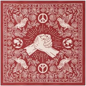 GT BANDANA 22"x22" Handshake Print Cotton Bandana Multi-Purpose Headbands（Red）