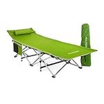 Alpcour Folding Camping Cot – Deluxe Collapsible Single Person Bed in a Bag w/Pillow for Indoor & Outdoor Use – Ultra Lightweight, Comfortable, Heavy Duty Design Holds Adults & Kids Up to 300 Lbs