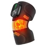 Heating Vibration Knee Support ,Cordless Knee Massager Brace, Multifunctional Heated Massage Brace for Knee Shoulder Elbow, 5000mAh Battery, 6 Heating and Timer Modes, 3 Intensity Levels (1Pack)
