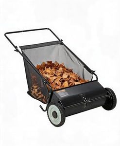 WildVenture Heavy-Duty Push Lawn Sweeper – 53cm Manual Collector with 4 High-Speed Spinning Brushes, Adjustable Height, Large Capacity Bag, Perfect for Lawn, Driveway, Patio, and Artificial Grass,