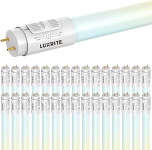 LUXRITE 4FT LED Tube Light, T8, 12W/15W/18W, 5CCT 3000K-6500K, 1620/1950/2250LM, 220°, Ballast Compatible or Bypass, Single/Double End, Fluorescent Replacement Damp Rated UL and DLC Listed (30 Pack)