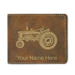 LaserGram Bi-Fold Wallet, Old Farm Tractor, Personalized Engraving Included (Rustic)