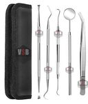 VSB-Dental PMT Set, Dental Tools includes 3 Dental Probes + Dental Tweezer + Mouth Mirror for Oral Care Stainless, Steel Dental Hygiene Kit Set of 5 Pcs