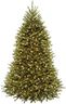 National Tree Company 7.5 ft Pre-Lit Dunhill Fir Artificial Christmas Tree, 700 LED Lights, 2,514 Tips, Foot Pedal, 10 Light Functions, Includes Stand, Green