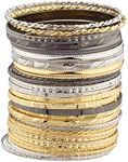 Lux Accessories Mixed Metal Textured Multiple Aztec Bangle Bracelet Set for Women