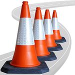 High Visibility Reflective Orange Traffic Cones 75cm Large Self Weighted Heavy Duty Base Street Safety Cone Indoor and Outdoor Use, Portable & Wind Resistant (1)