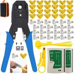 TAIWAIN CAT5 CAT6 Network Cable Crimping RJ45 Crimper RJ11/RJ12 Repair Maintenance Crimp Tool Cutter Kit Connectors Tester Ethernet LAN Stripper Crimper (Blue)