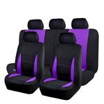 Flying Banner Flat Cloth Universal Fit Car Seat Covers Full Set with Airbag Compatible (Purple)