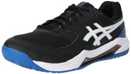 ASICS Men's GEL-DEDICATE 8 Sneaker, BLACK/TUNA BLUE, 9 UK