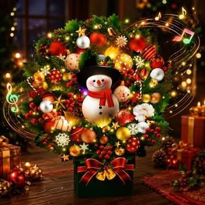 APOTODITO Bouquet Christmas Cards with Lights and Music, Snowman Style