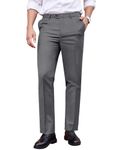 COOFANDY Men's Classic Fit Dress Pants Flat Front Straight Formal Pants Wrinkle Free Expandable Waist Suit Pants, Grey, 34W x 32L