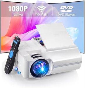 DVD Projector with WiFi and Bluetooth, 2.4G Projector with Built-in CD/DVD Player, HD 1080P Supported, Portable Projector with up to 200' Screen Size for Outdoor Movie with All Region DVD Player