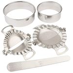 forkmannie Stainless Steel Dumplings Maker (Silver), Includes 2 Dumpling Molds, 2 Dough Ravioli Skin Press Cutter & 1 Stuffing Spoon