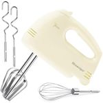 Showvigor Hand Electric Mixer for Baking, 180W Powerful Handheld Mixer with 7-Speed Control + Eject Button + 5 Stainless Steel Attachments, Ideal for Cake, Kitchen Beater & Whisk(Lemon)