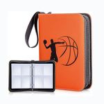 CLOVERCAT Waterproof 50 Pages 4 Pockets Card Binder for Sport, Display Case with Sleeves Set Compatible with Amiibo Sports Card Holds 400 Cards (Basketball Orange)