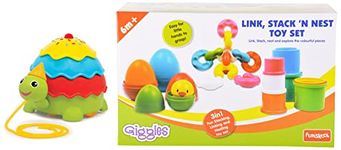 Giggles - Icecream Turtle, 2 in Pull Along Toy, Walking, Shape Sorting,Pretend Play, Infant and Preschool Toys & - Link Stack N Nest Toy Set, Multicolour 3 in 1 Gift Set, Develops Motor Skills