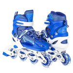 incorzo 4 Wheels Inline Skating Shoes Adjustable Skates for Boys & Girls Skating Shoe Roller Blades Age 6 to 15 Years PU Strong Wheels Aluminium with LED Flash Light on Wheels (Blue)