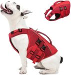 Queenmore Red Dog Life Jacket, Medium, Waterproof, Reflective, Rescue Handle, Polyester Neoprene, Summer, Machine Wash, Medium Breeds, Dachshund, Sausage Dog, Corgi, Beagle, French Bulldog