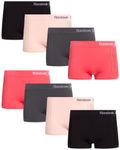 Reebok Women's Underwear - 8 Pack Cut Out Seamless Boyshort Panties (S-XL), Coral/Lotus/Blackened Pearl/Black, Large