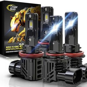 Cougar Motor 9005 H11 Bulbs, HB3 H8 H9 Fog Lights Bulb Combo (2 Sets) Wireless 6500K Slim Compact Design Non-polarity Fog Light Driving Light Bulbs, Plug-N-Play Pack of 4