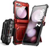 i-Blason for Samsung Galaxy Z Flip 6 Case with Stand, [Built-in Screen Protector] [Hinge Protection] [Belt-Clip], Full-Body Military Protection Phone Case for Samsung Z Flip 6/ Flip 5, Armorbox, Ruddy