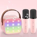 Upgrade Karaoke Machine 2 Microphones Kids for Girls: Wowstar Kids Karaoke Machines with Mini Karaoke Microphones - Portable Bluetooth Speaker for Children - Toys Gifts for Boy Girl Toddler Kid Adult