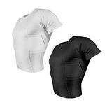 Men’s Pistol Holster Undershirt for CCW Concealed Carry, Crew Neck, All-Day-Comfort Easy Breathe Compression Fabric, 2 - Pack, XXL