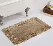 Better Trends 100% Cotton Bath Rug in Shaggy Border Collection - Ultra Soft, Plush, Absorbent, Tufted Bath Rug for Bathtubs, Rain Showers and Under The Sink, 21" x 34", Beige