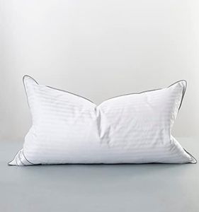 Eastwarmth King Size Goose Feather Down Pillow for Sleeping, 100% Cotton Cover King (20X36IN) Bed Pillow Stripe White 1 Pack